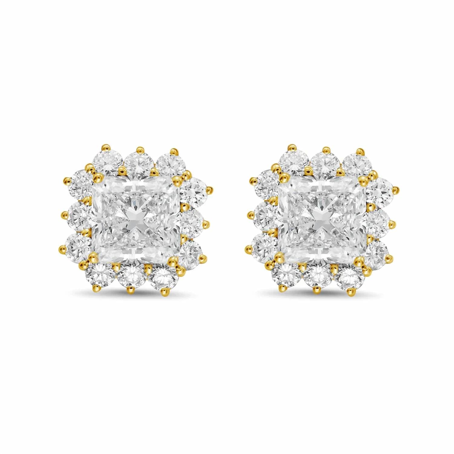 Diana M Jewels - Women's Radiant Lab-Grown Diamond Stud Earrings (7.00 Ct TCW) - Elegant