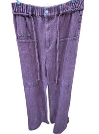 BiBi Women's Cargo Colored Denim Pants in cranberry - women's pants