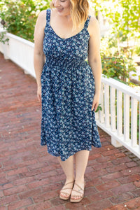 Michelle Mae Cassidy Midi Dress in navy floral - women's dress - view 7