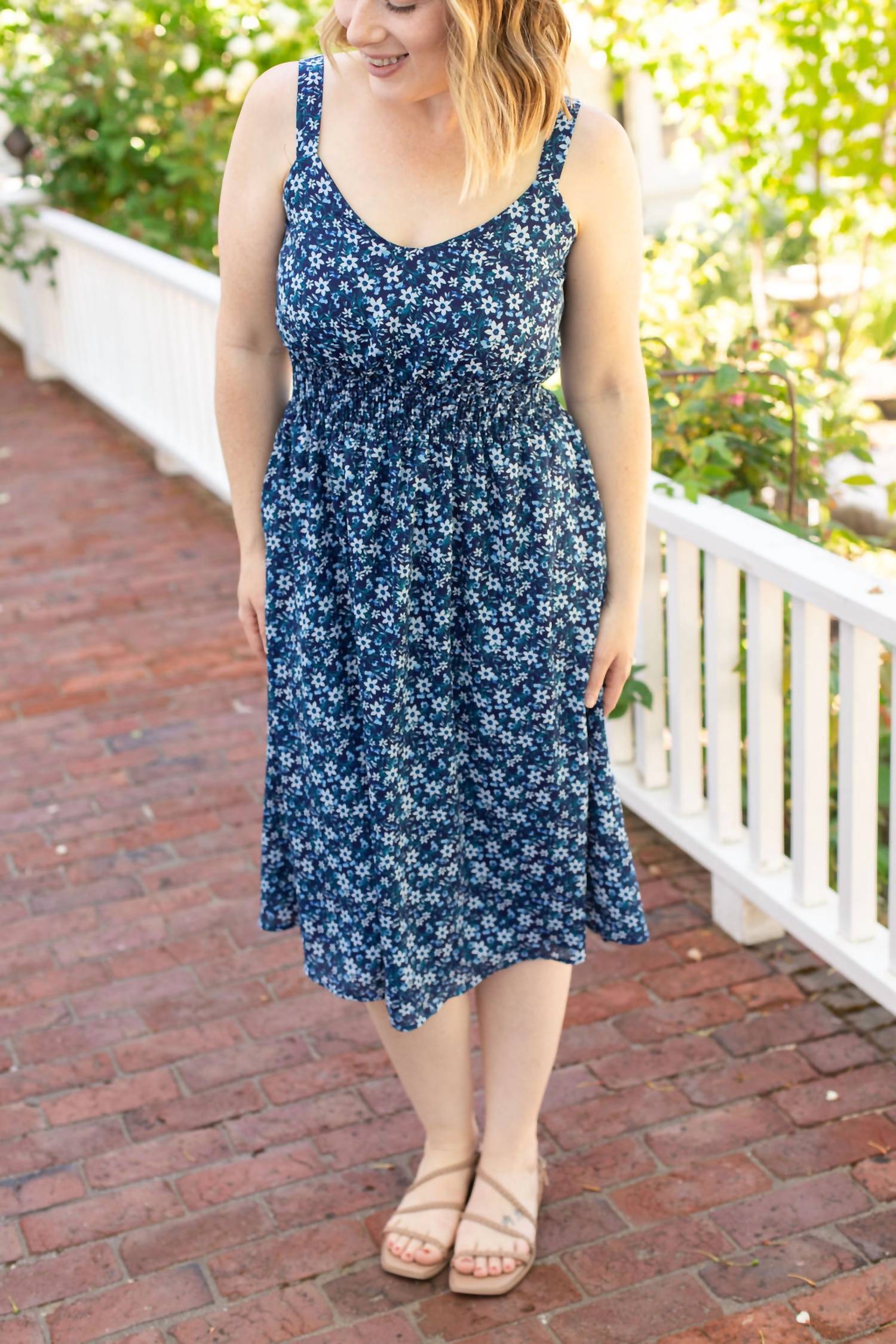 Michelle Mae Cassidy Midi Dress in navy floral - women's dress - view 7