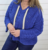Pol - Oversized Blue Hooded Sweater
