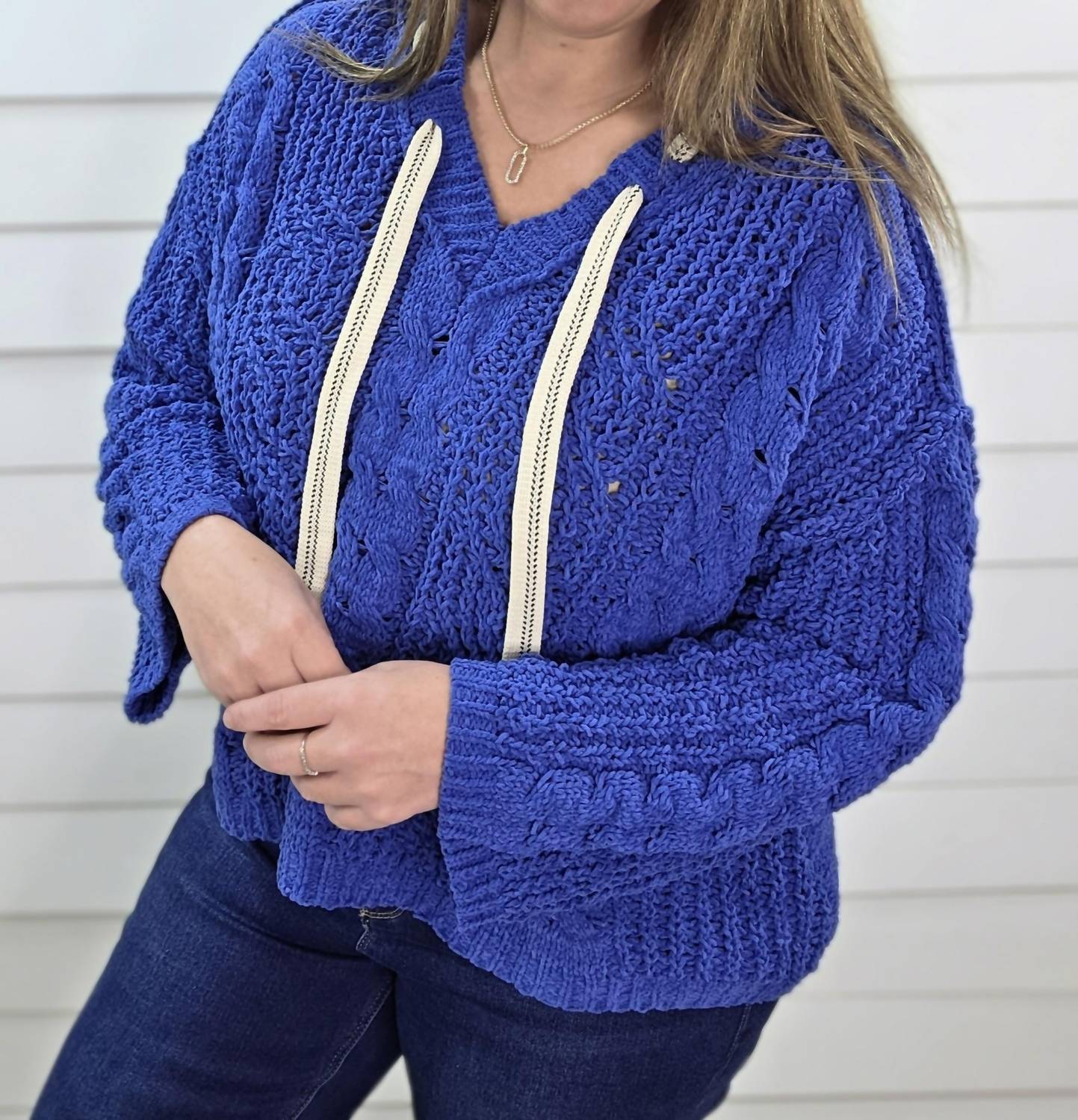 Pol - Oversized Blue Hooded Sweater