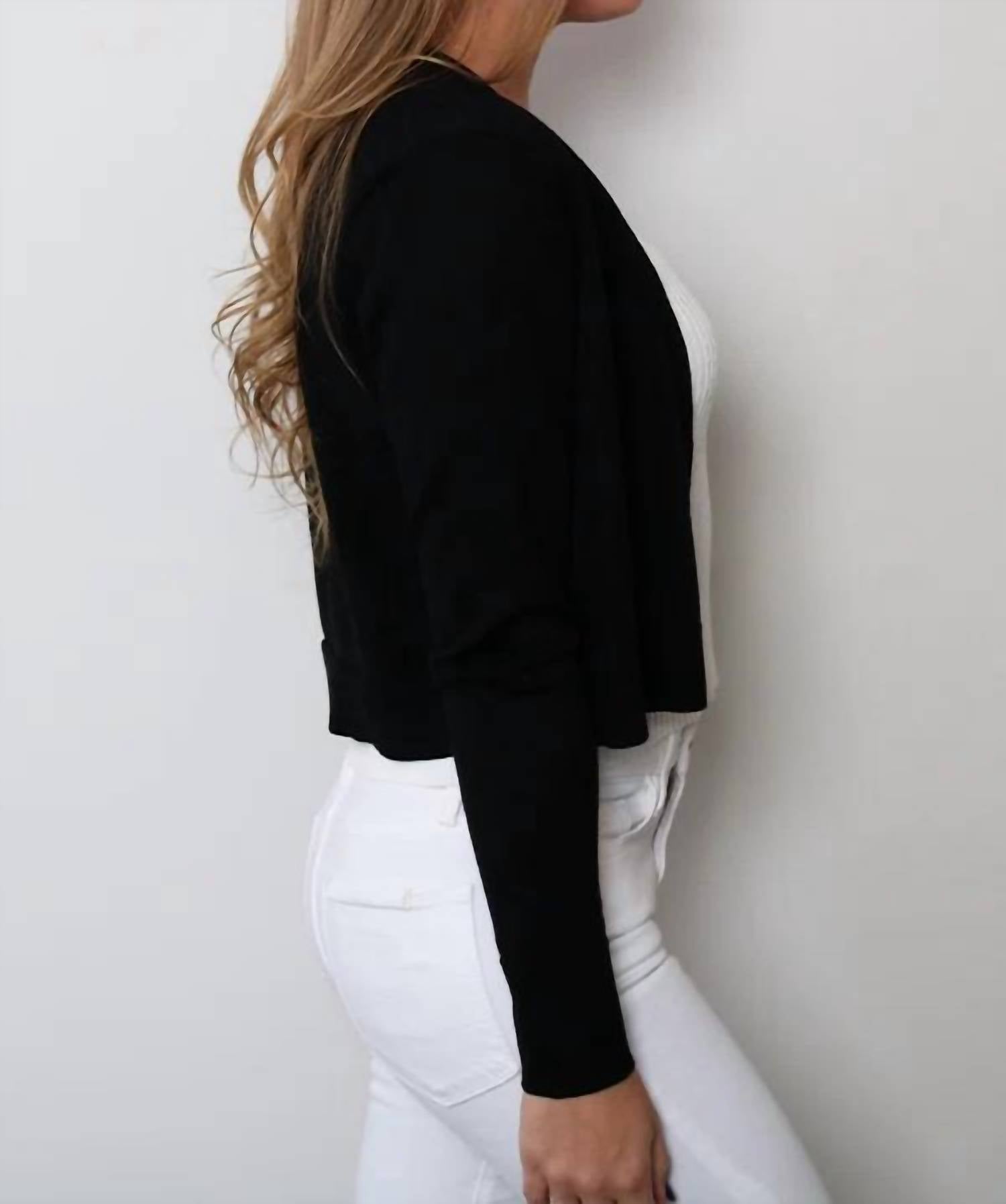 Metric Knits - Long Sleeve Open Front Cropped Cardigan
