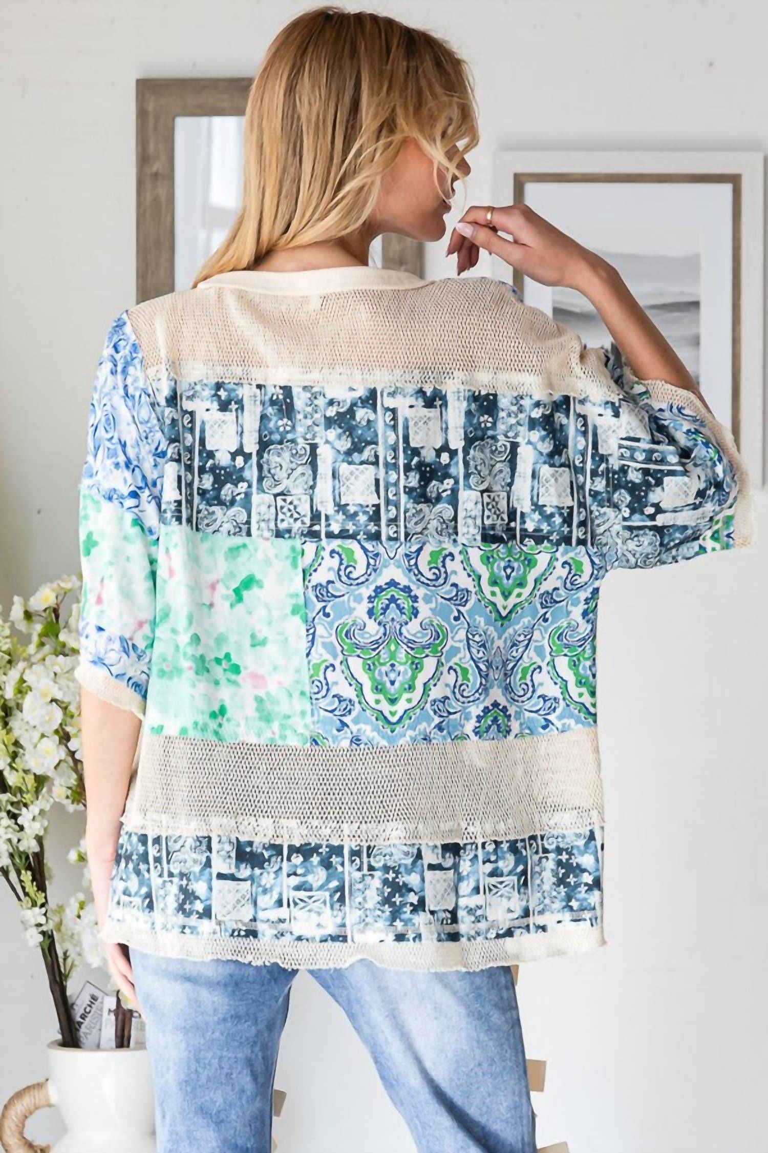 Oli & Hali - Mixed Print Cotton Net Top