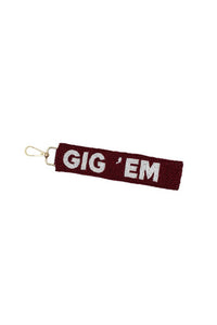 La Chic Designs - Women's Gig 'em Aggies Beaded Keychain