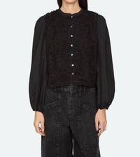 SEA Sabine Long Sleeve Top in black - women's blouse