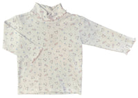 Luigi Kids - Girls Golf Print Lettuce Edge Turtleneck Top