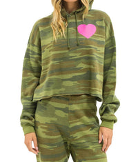 Aviator Nation - Heart Cropped Pullover Hoodie