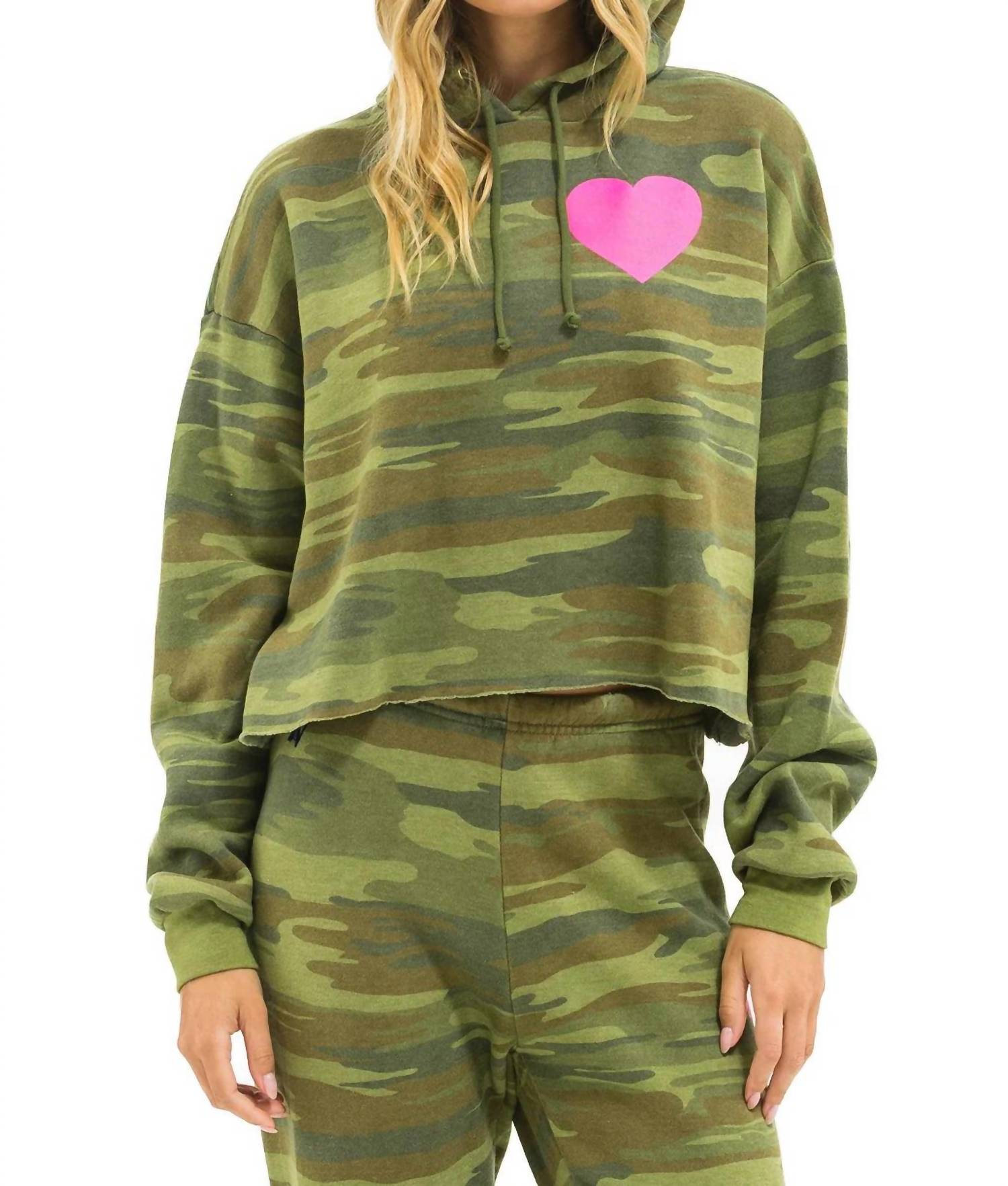 Aviator Nation - Heart Cropped Pullover Hoodie