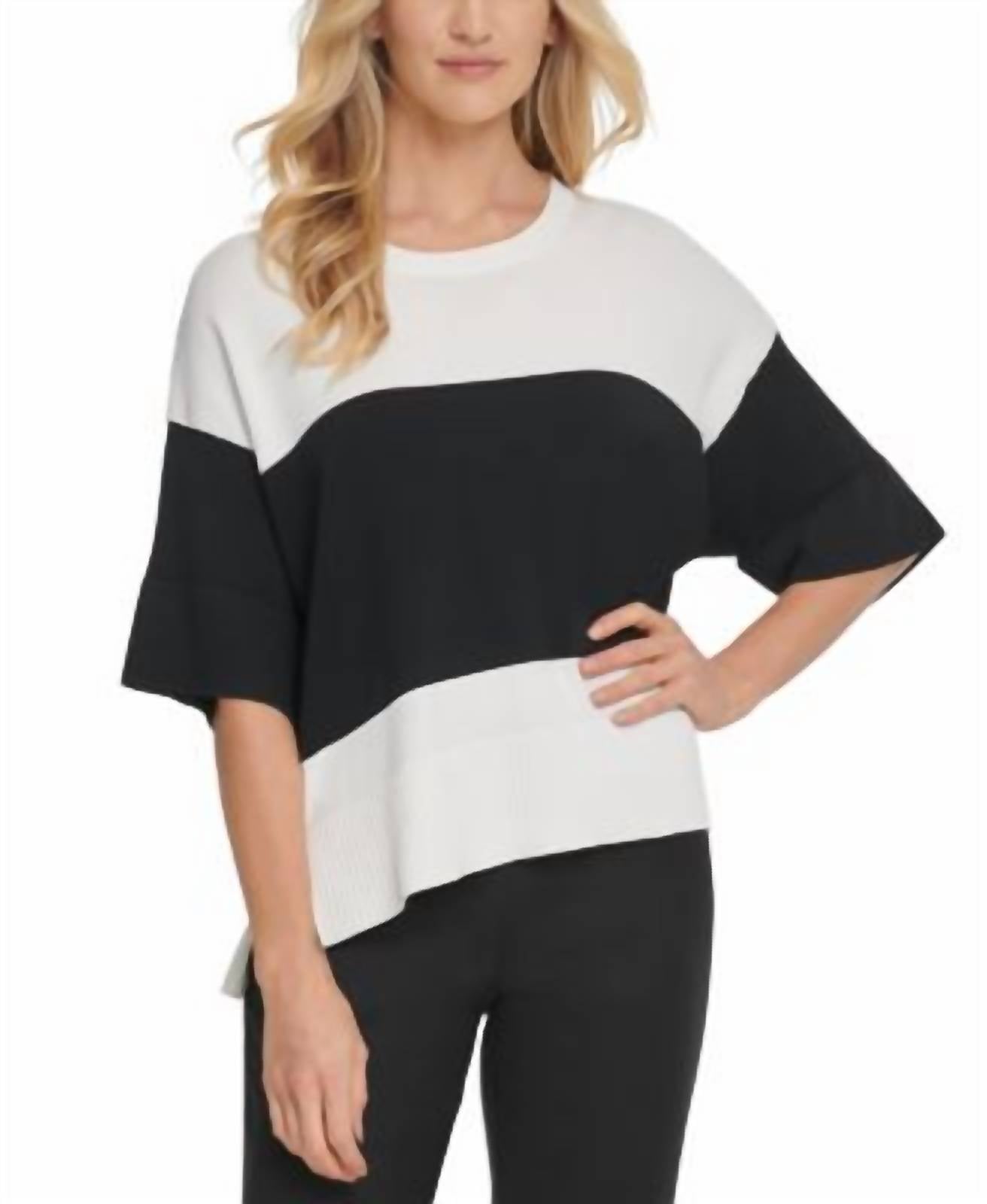 Dkny - Ribbed Knit Colorblock Sweater