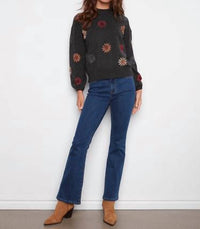 Charlie B - Mock Neck Sweater With Floral Embroidery