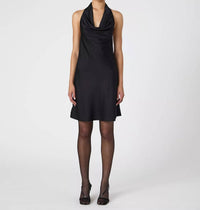 FRENCH CONNECTION Ennis Satin Halter Mini Dress in black - women's dress