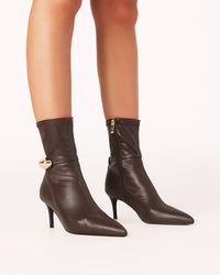 BiLLiNi Women's Joyce Pointed-toe Sock Boots in chocolate - women's shoe - view 4