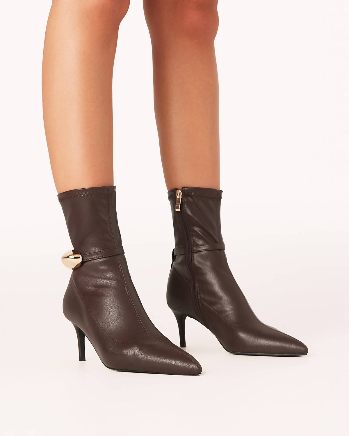 BiLLiNi Women's Joyce Pointed-toe Sock Boots in chocolate - women's shoe - view 4
