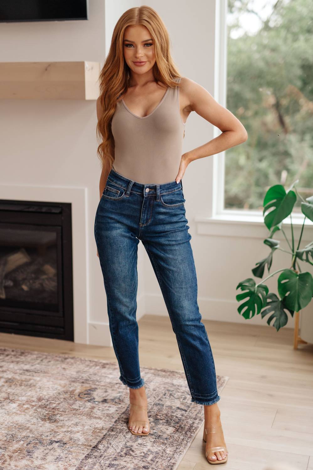 Judy Blue - High Rise Release Hem Slim Jeans
