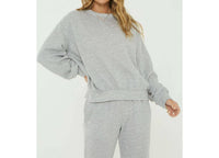 PROJECT SOCIAL T Mercer Crew Sweatshirt in heather grey - women's top - detail view