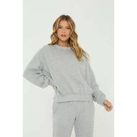 PROJECT SOCIAL T Mercer Crew Sweatshirt in heather grey - women's top - alternate view
