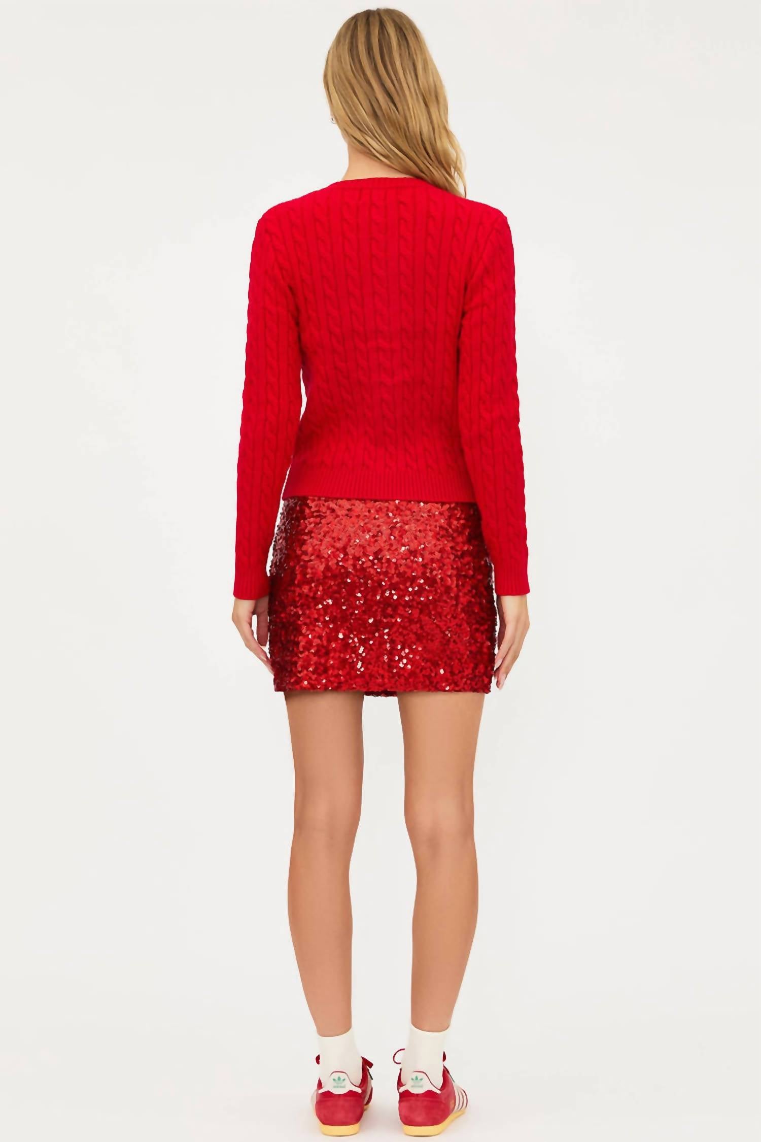 Beach Riot Trixie Mini Skirt in red sequin - women's skirt - detail view