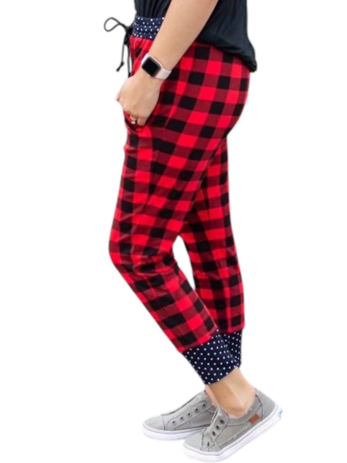 Rogue Society Apparel - Buffalo Plaid and Polka Joggers