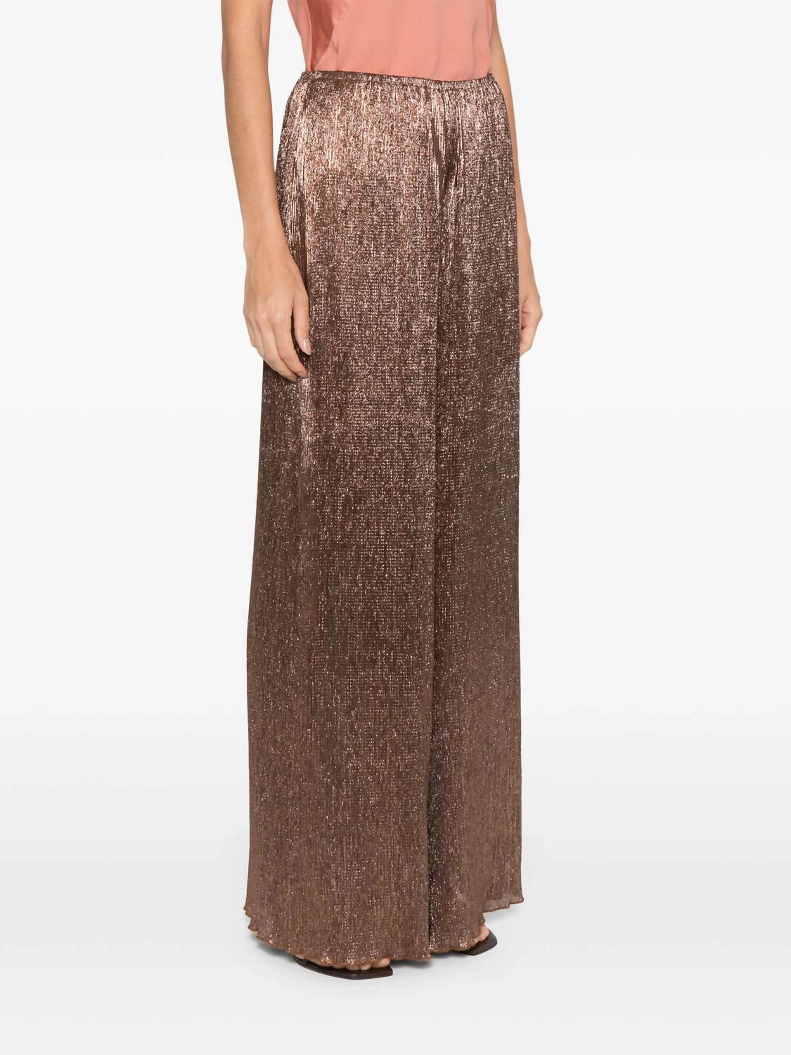 forte forte Froisse Lame Regular Waist Palazzo Pants in poudre - women's pants - detail view