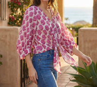 Karen Kane - Blouson Sleeve Tie-Front Top