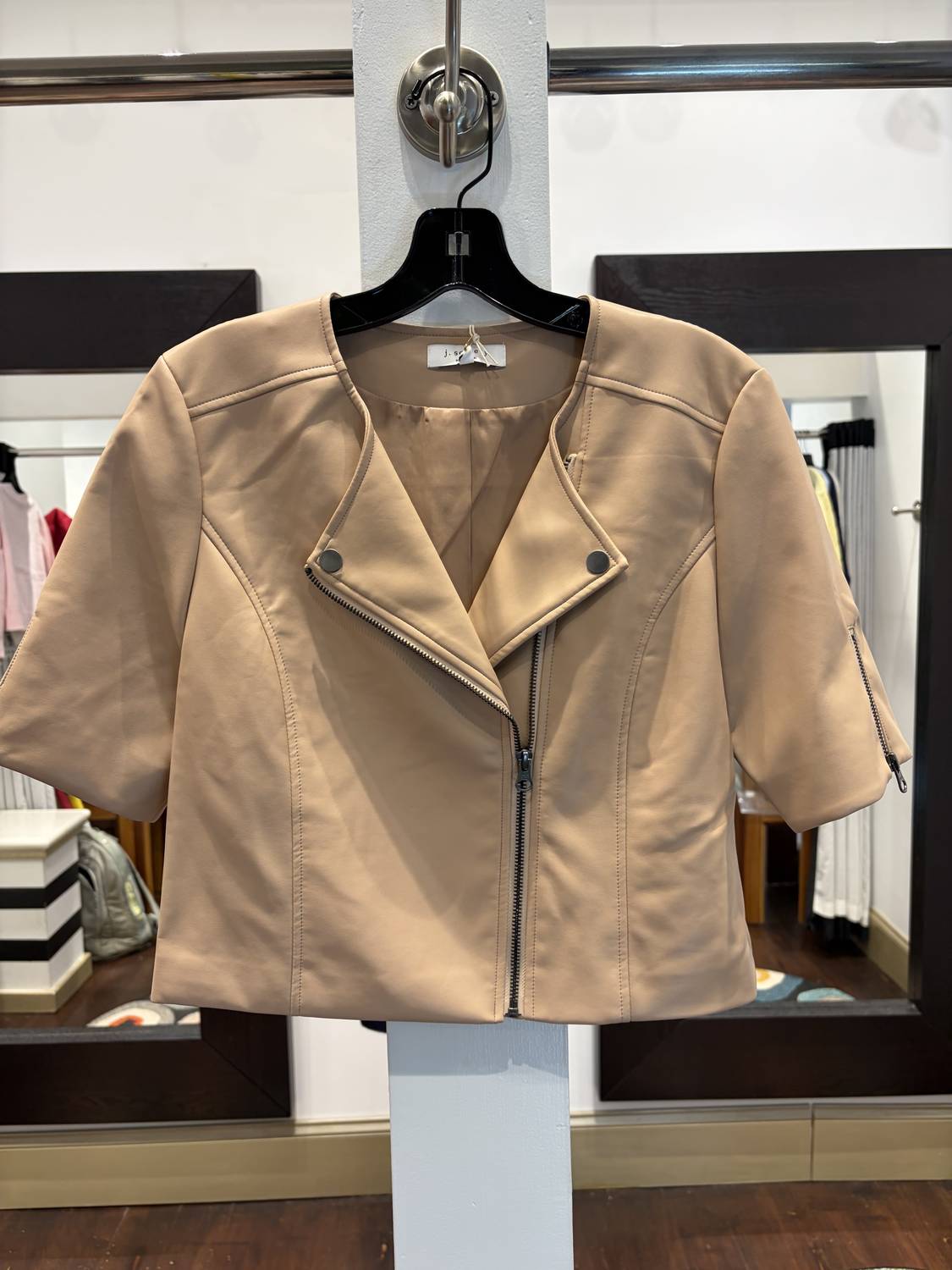 J. Society Women's Faux Leather Moto Shacket in nude - women's jacket