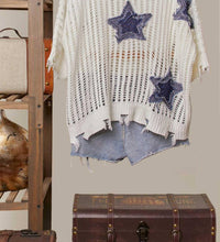 Mello - Distressed Star Knit Pullover
