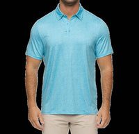 Flags & Anthem Frerick Wave Performance Polo Top in aqua wave print - men's shirt