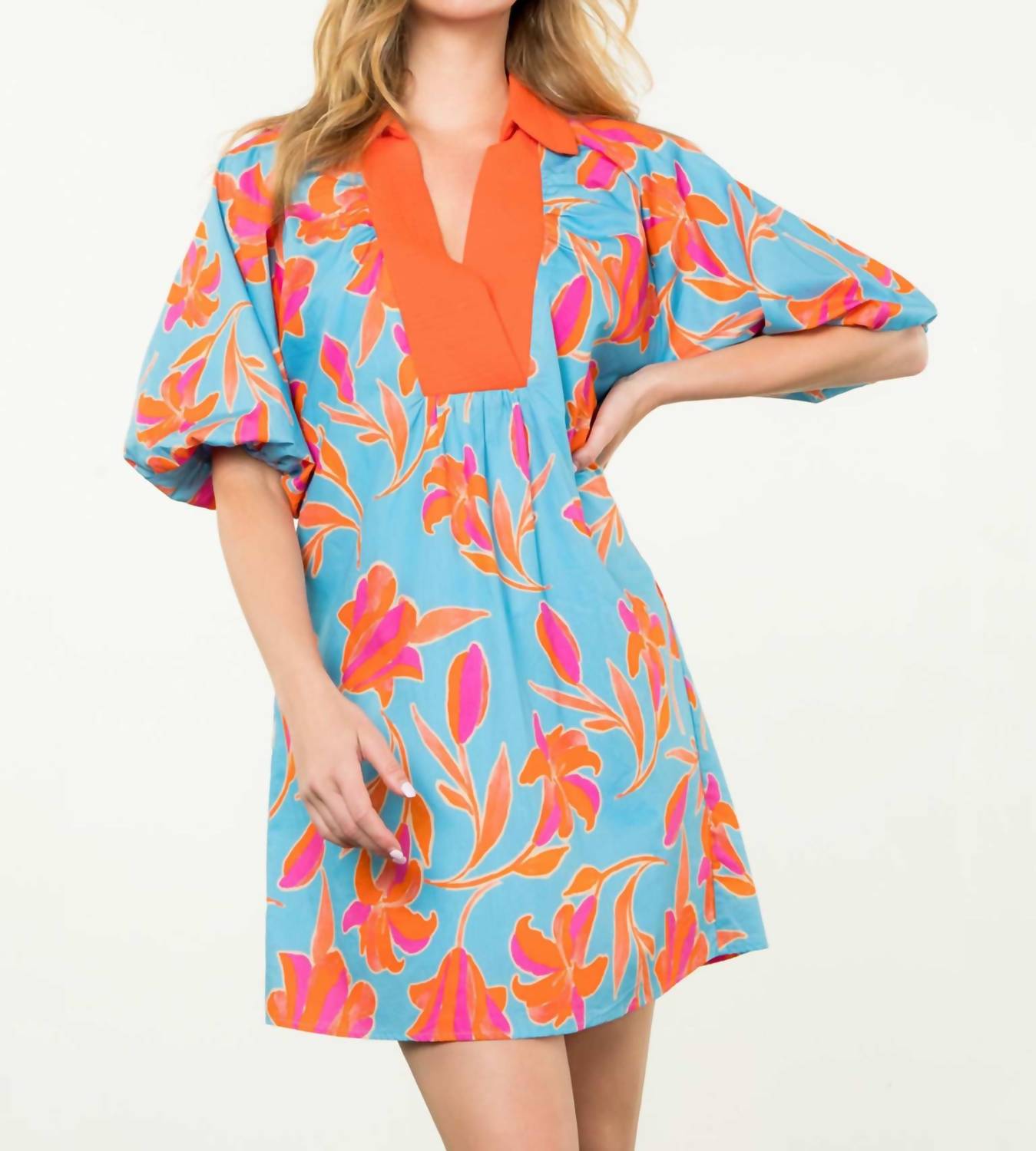 Thml - Puff Sleeve Flower Print Mini Dress