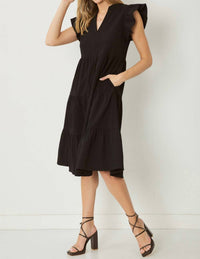 Entro - Ruffled Pocket Tiered Midi Dress