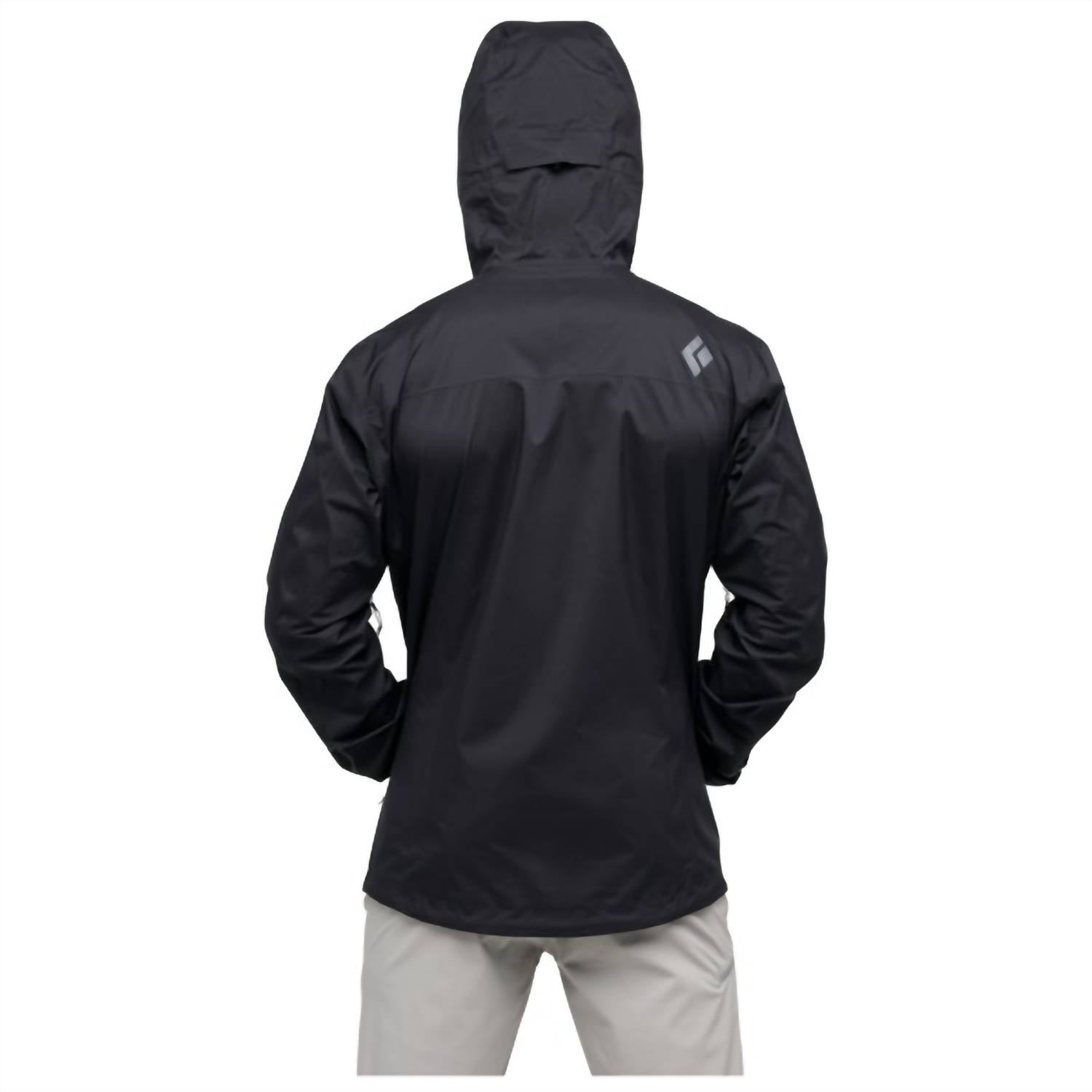 Black Diamond Men's Stormline Stretch Rain Shell Windbreaker in black - men's jacket - detail view