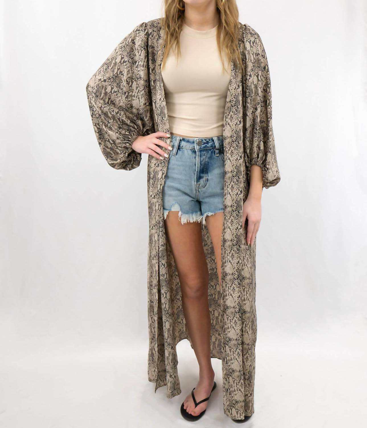 ADRIENNE Bubble Sleeve Duster in snake - women's cardigan