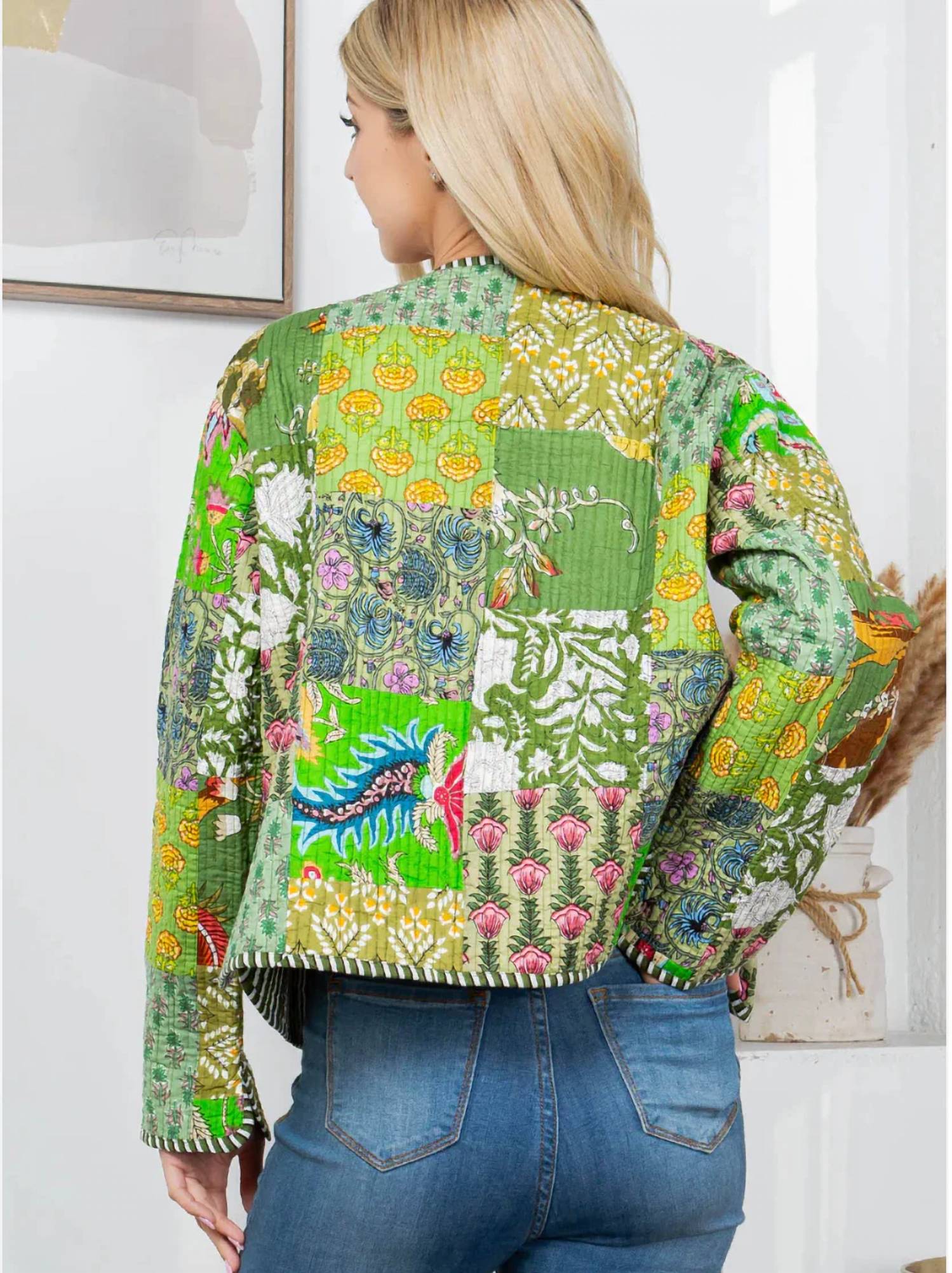La Soul - Reversible Floral Print Quilted Patch Jacket
