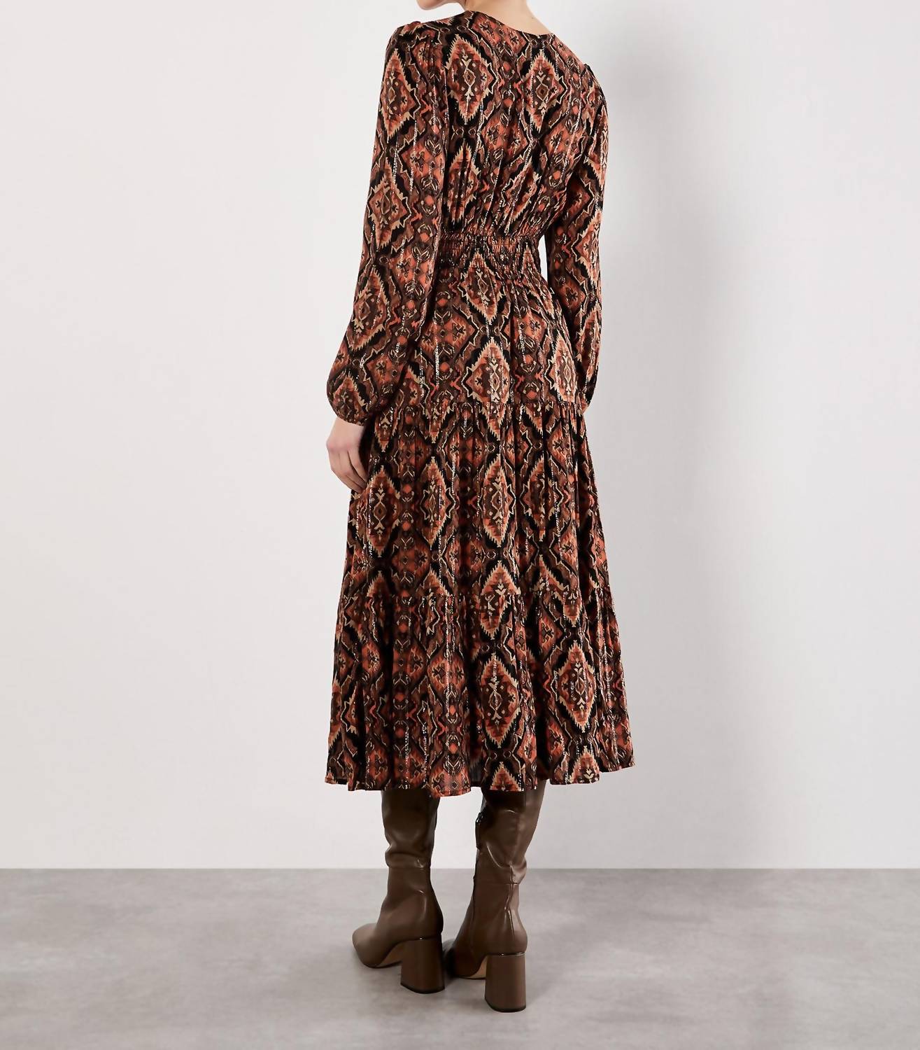Apricot - Empire Smock Waist Tiered Dress