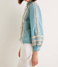 Sea - Kirsten Embroidered Lace Stripe Long Sleeve Top