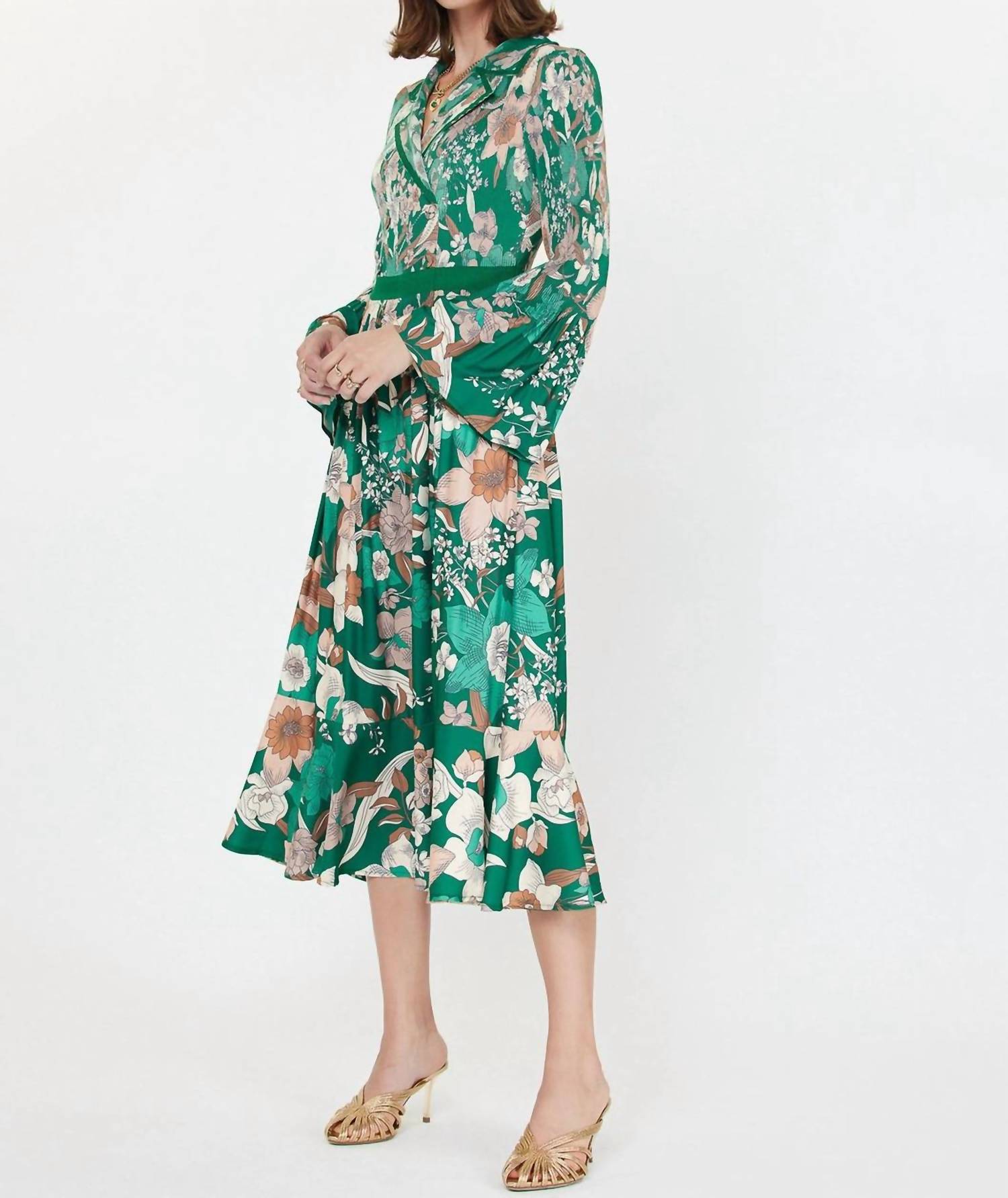 Current Air - Floral Pleated Midi Dress
