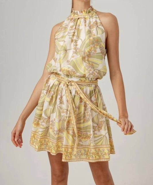 Sundays - Printed Lizette Halter Mini Dress