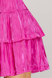 She + Sky - Long Sleeve Silky Woven Surplice Tiered Dress
