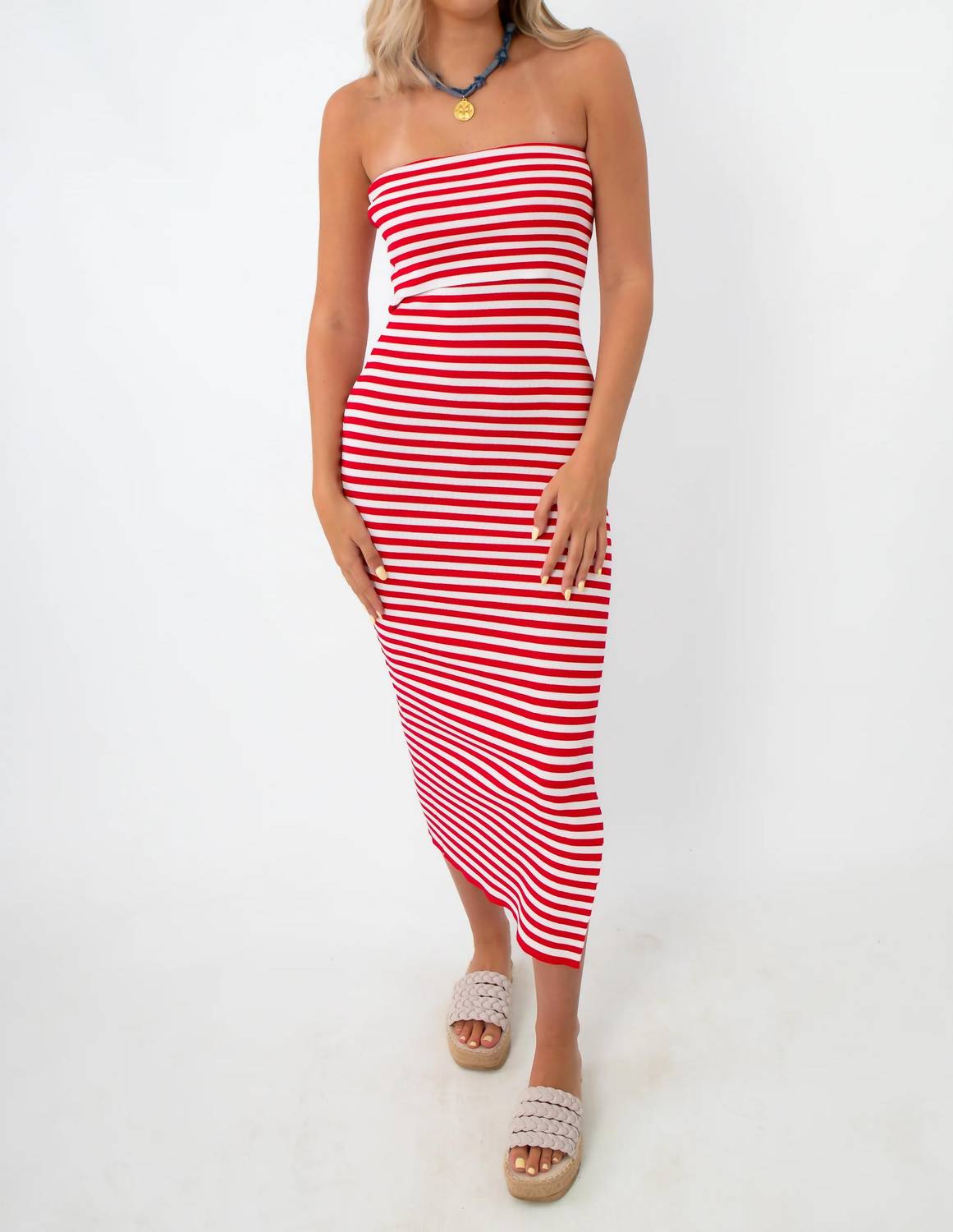 Hyfve - Showstopper Stripe Strapless Knit Midi Dress
