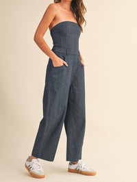 Klesis Pinstripe Pants Jumpsuit in denim - women's pants - detail view