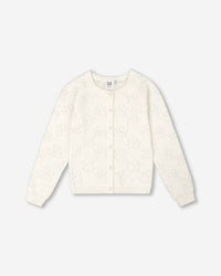 Deux Par Deux - Girls Pointelle Knit Cardigan
