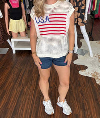 Main Strip - Open Knit USA Top