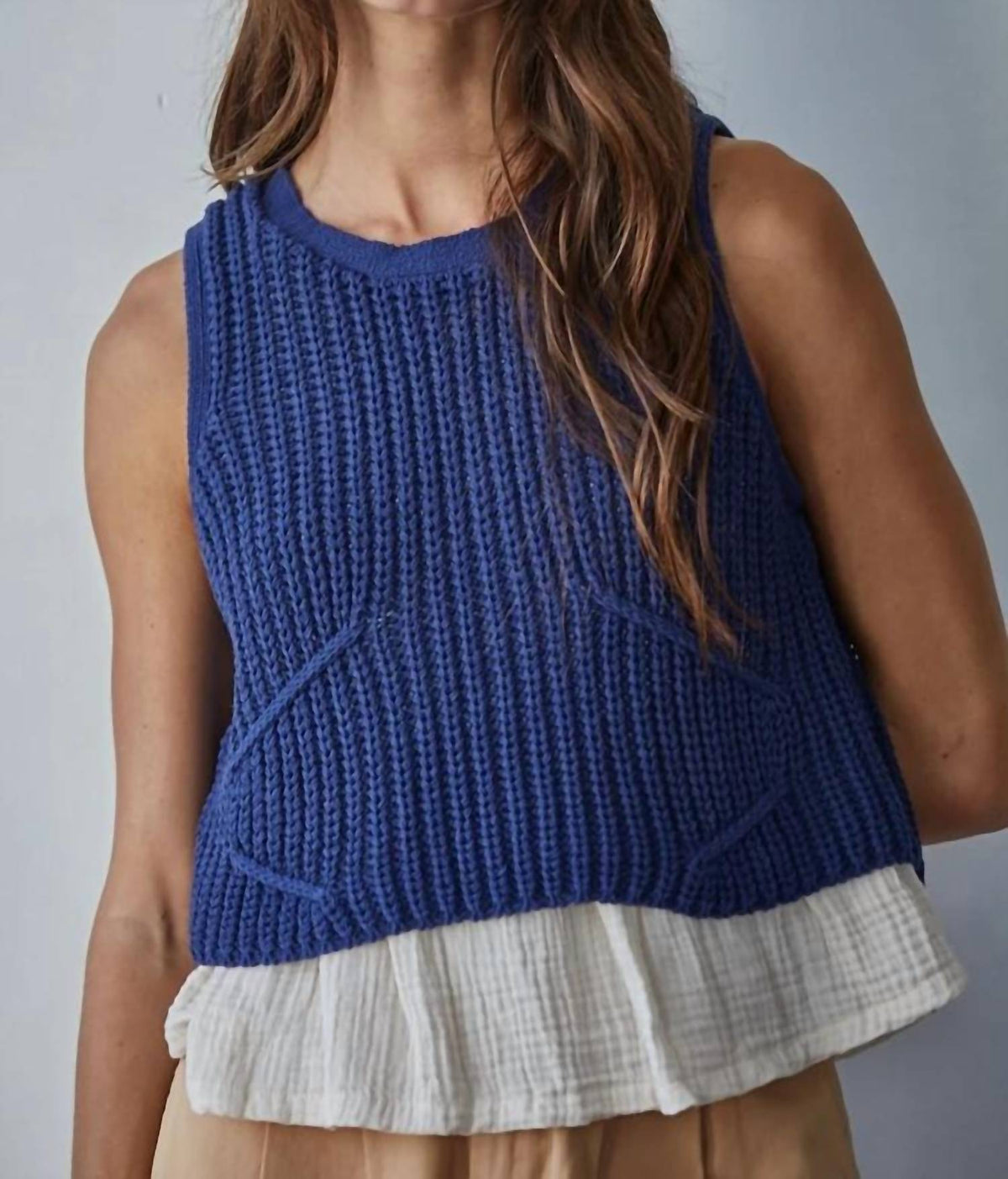 By Together - Peplum Detail Sweater Tank Top