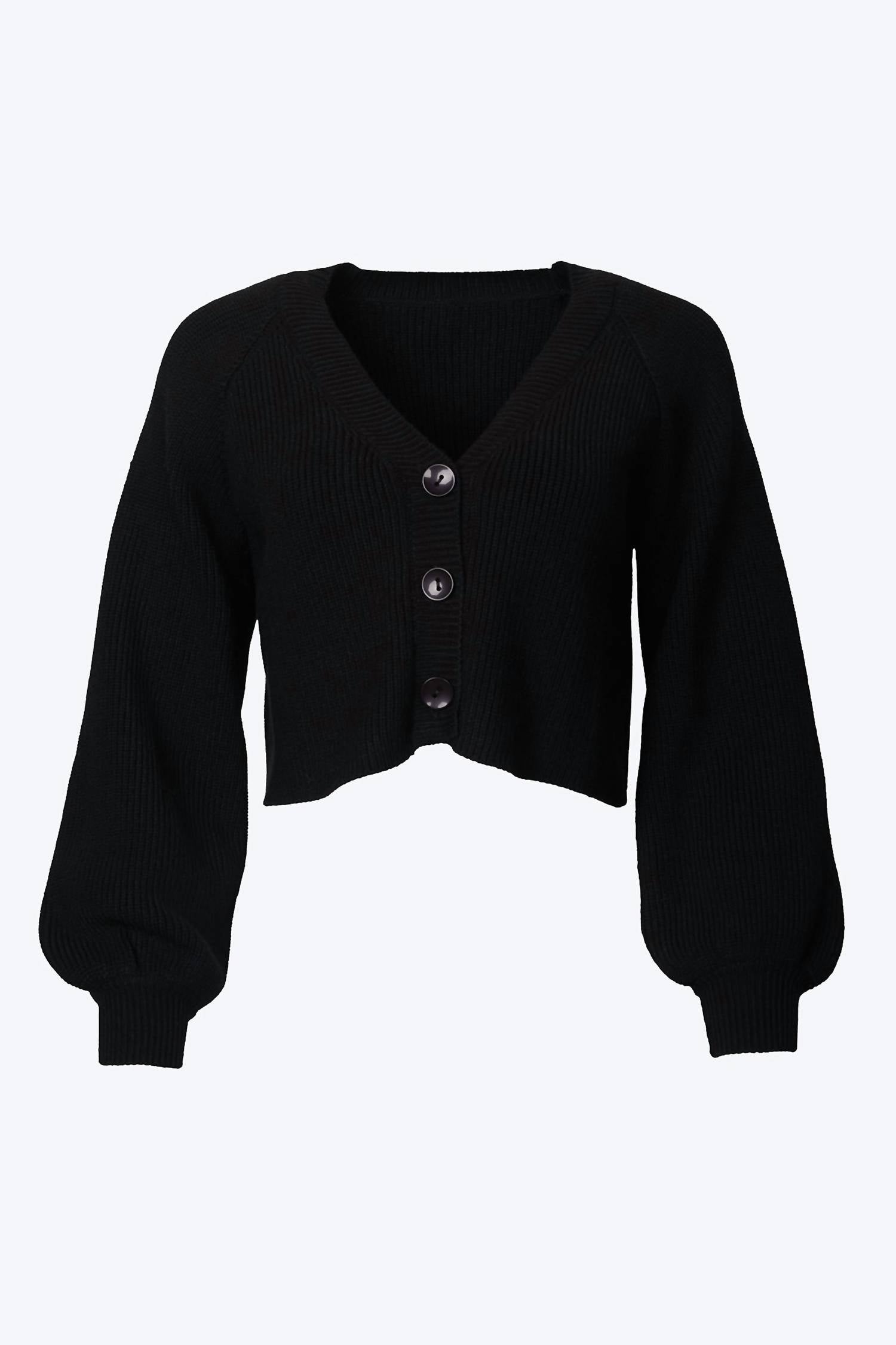 CROPPED SLOUCHY RIBBED-KNIT CARDIGAN