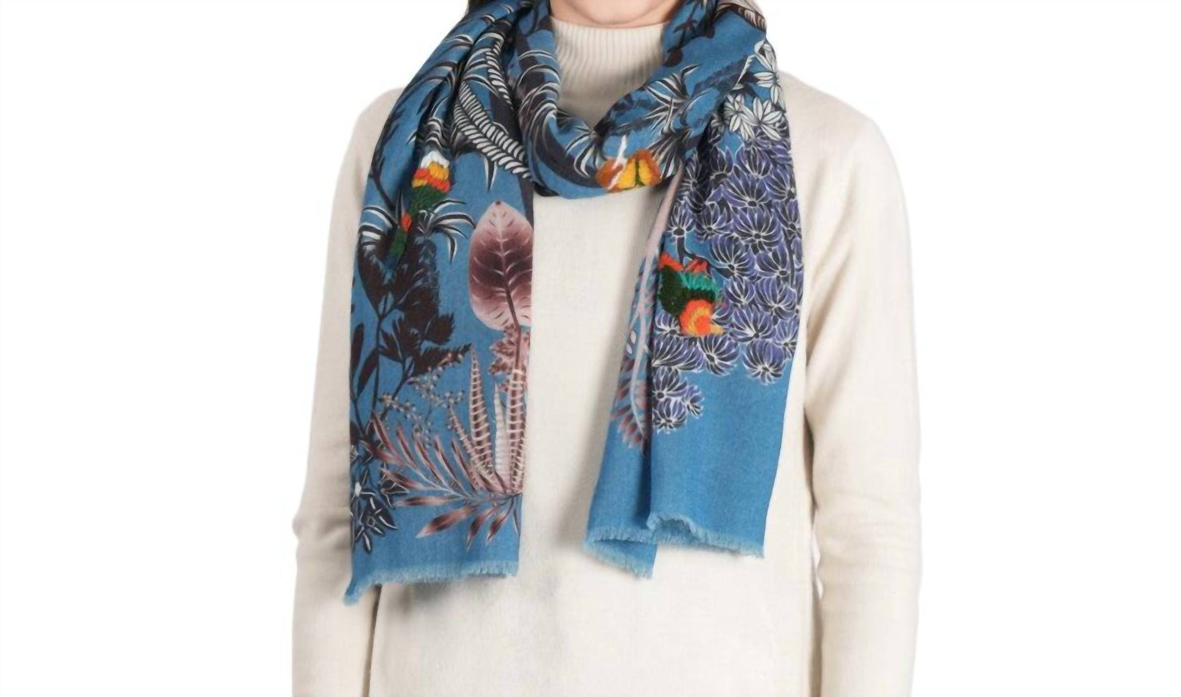 Vismaya - Woodland Embroidered Wool Scarf
