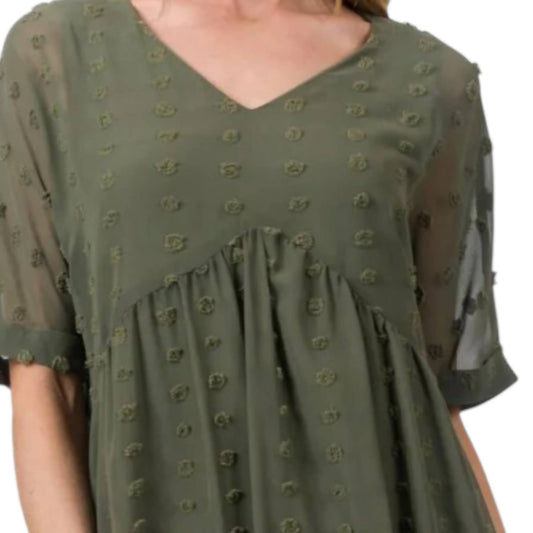 Zenana - Dot Babydoll Mini Dress