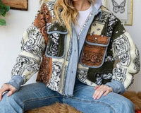 Oli & Hali - Mixed Bandana Print Long Sleeve Hooded Crop Jacket