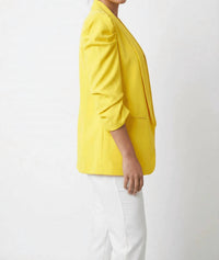 Linzy - Ruched Puff Sleeve Open-Front Blazer