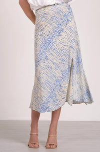 ELAN Sahara Midi Skirt With Side Slit in blue - women's skirt