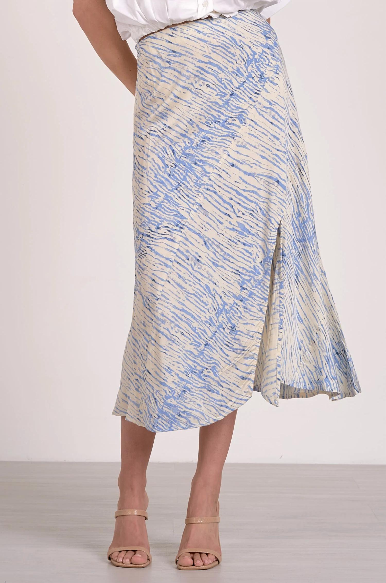 ELAN Sahara Midi Skirt With Side Slit in blue - women's skirt